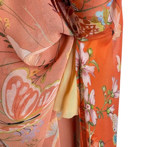 NWT My Beachy Side Begonia Flowy Cut-Out Floral Orange Maxi Dress Ring Small S - Picture 8 of 16